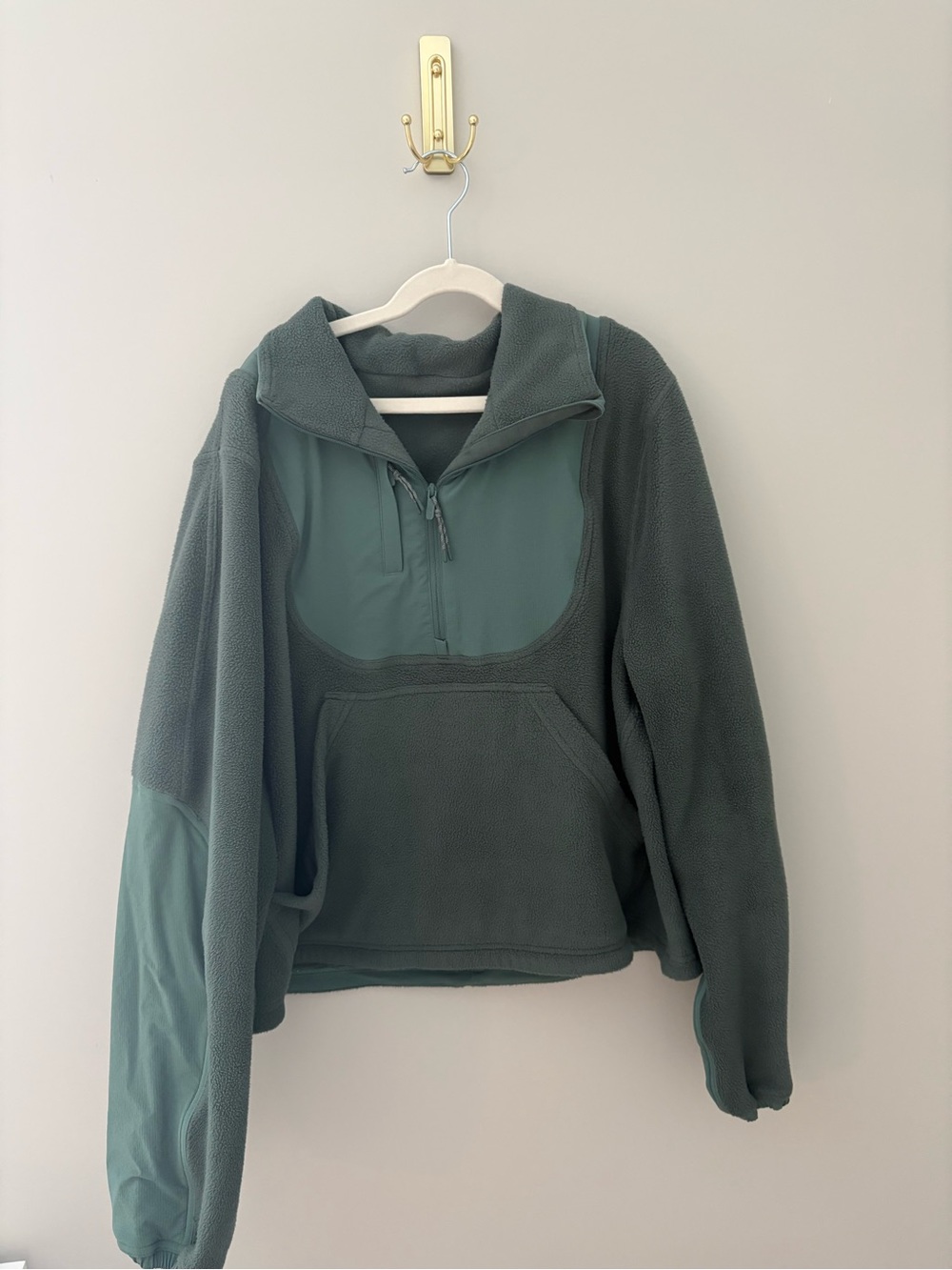 Lululemon Fleece + Ripstop Hiking Pullover Fir and Forest Green